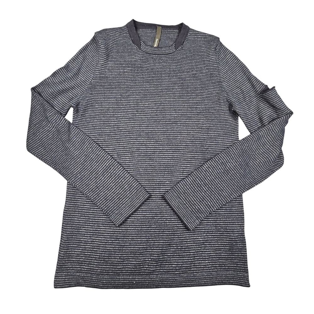 David Mayer Naman Striped Sweater L Men Italy Virgin Wool Alpaca Fine Knit Navy